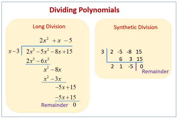 Dividing Polynomials and the Remainder Theorem (solutions ...