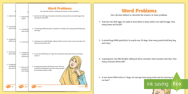 Long Division Word Problems and Questions - Primary Resource