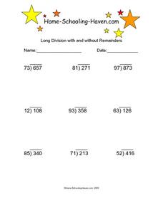 Long Division in Math Worksheets :: 25 - 48
