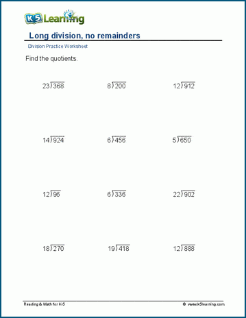 long division worksheet 5th grade