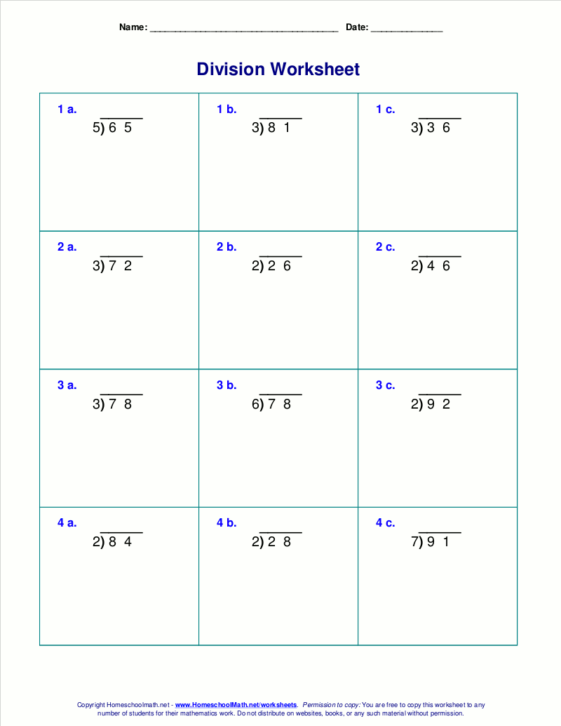 long division worksheet for 4th graders