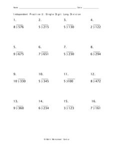 long division worksheet for 4th graders