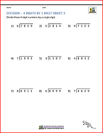 4th Grade Long Division Worksheets