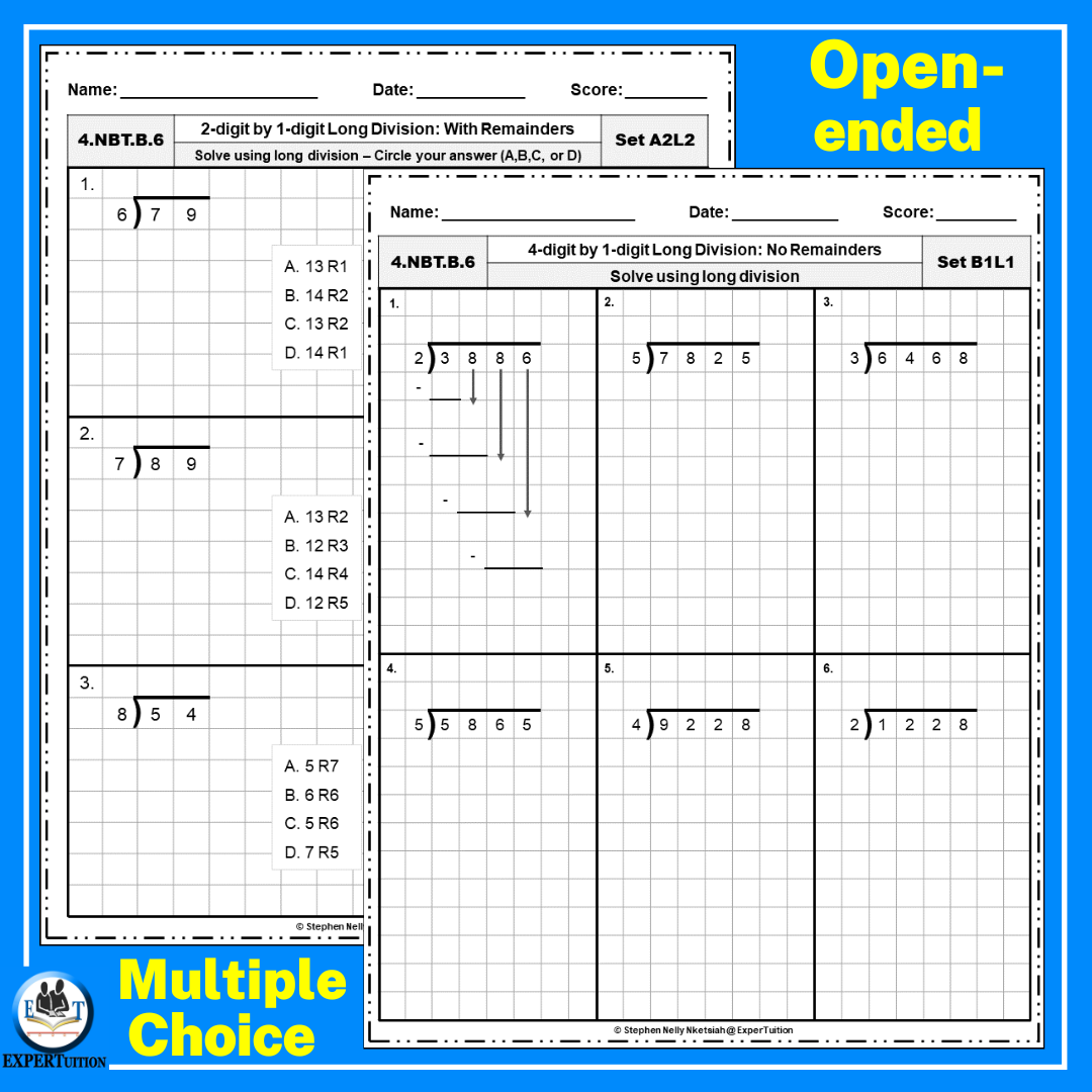 long division worksheet without remainders