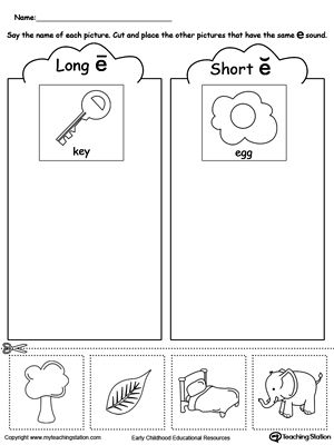 FREE* Short and Long Vowel E Picture Sorting