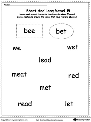 FREE* Vowels: Short or Long E Sound Words | MyTeachingStation.com