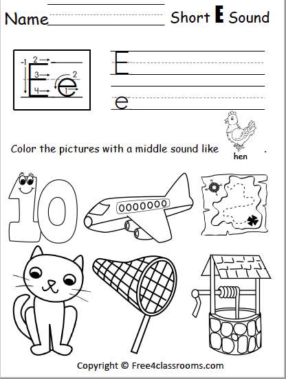 Free Short E Middle Sound Worksheet - Free Worksheets ...