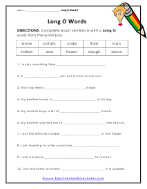 long o worksheet grade 2