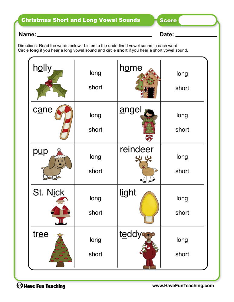 long short vowel worksheet