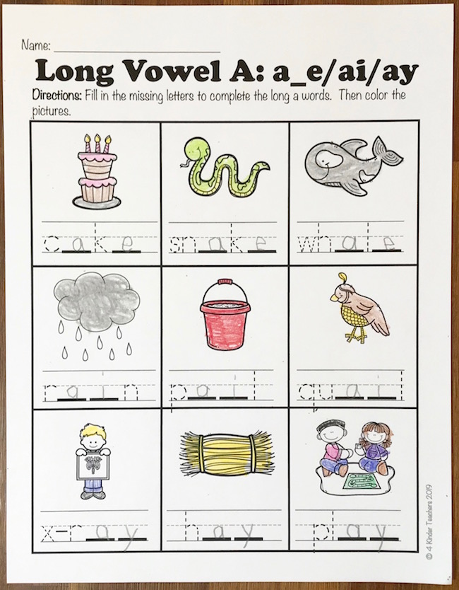 How to Use Long Vowel Worksheets in Your Class - 4 Kinder Teachers