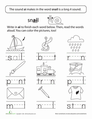 long vowel a worksheet