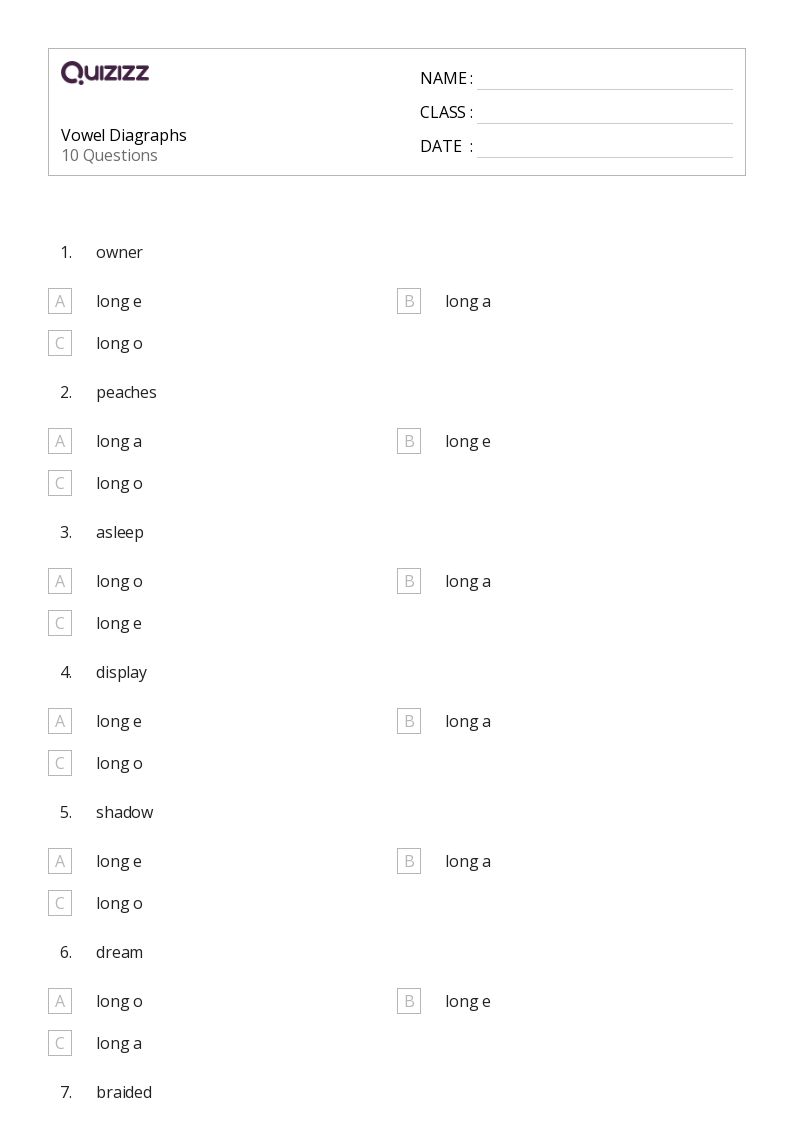 50+ Vowel Digraphs worksheets for 3rd Grade on Quizizz | Free ...