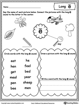 FREE* Long E Sound Worksheet | MyTeachingStation.com