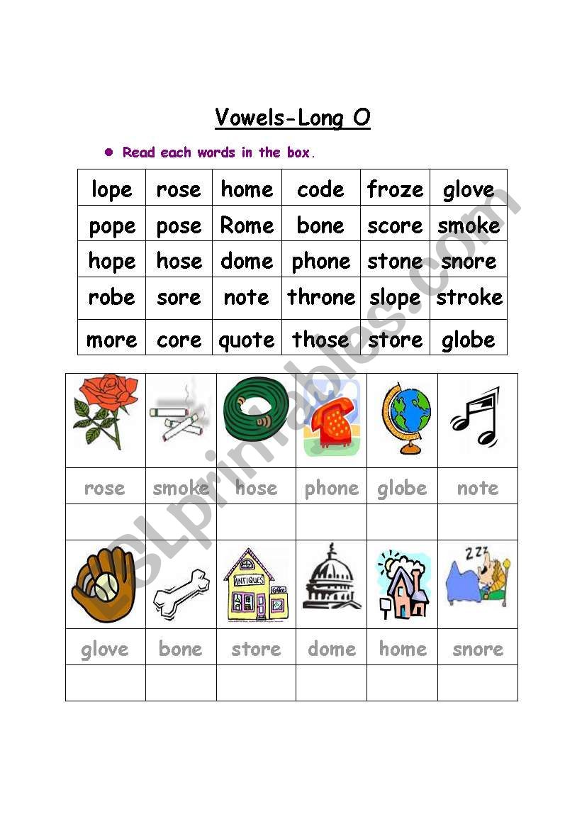long vowel o words
