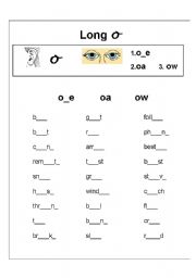 Long vowel sound o spelling exercise - ESL worksheet by ronel