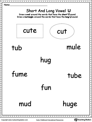 Long Vowel U Words Worksheet | All Kids Network