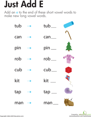 Silent e Worksheet - Reading Elephant