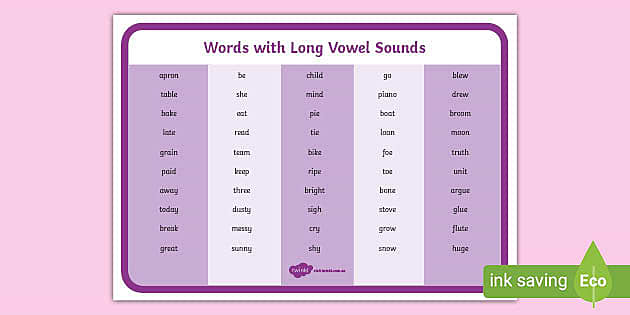 long vowel words