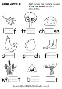 long vowel worksheet for first grade