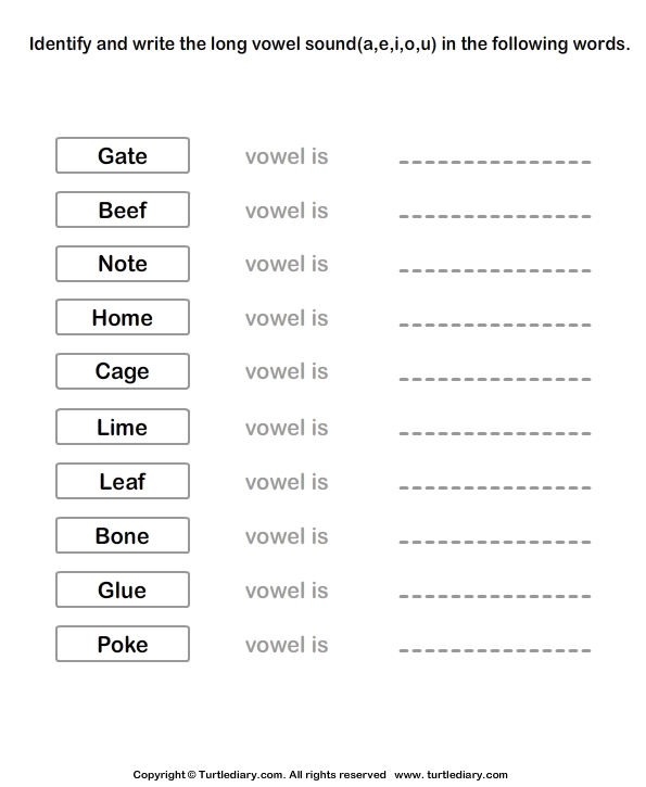 long vowel worksheet for first grade