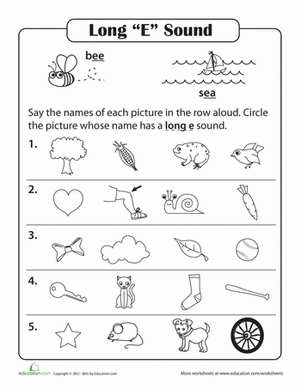 long vowel worksheet for kindergarten