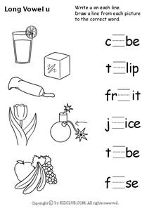 long vowel worksheet for kindergarten