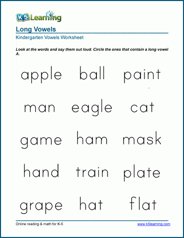long vowel worksheet free