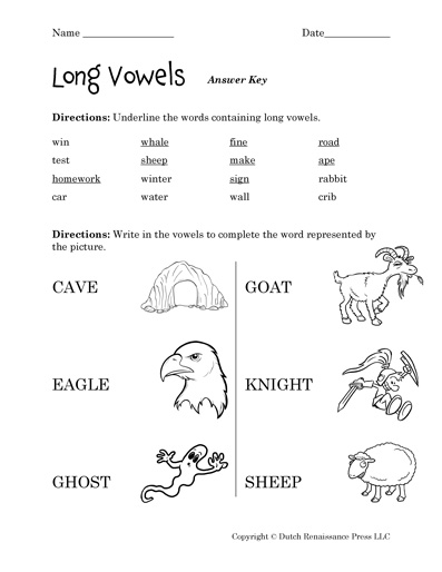 Long Vowel Worksheets - Tims Printables