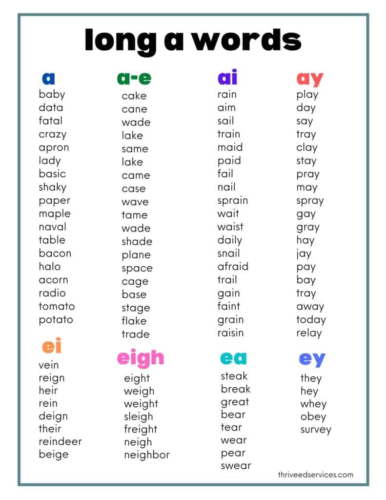 How To Teach The Long A Sound + Free Word List!