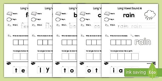 Long Vowel Sound Writing Word Activity Pack - Phonics Resource