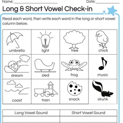 long vowels worksheet free