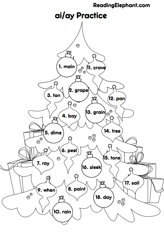 Holiday Long Vowel Worksheets - Reading Elephant