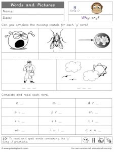 i Sound Spelt y Cut and Stick Worksheet (teacher made)