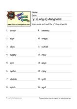 The Vowel Y Worksheets