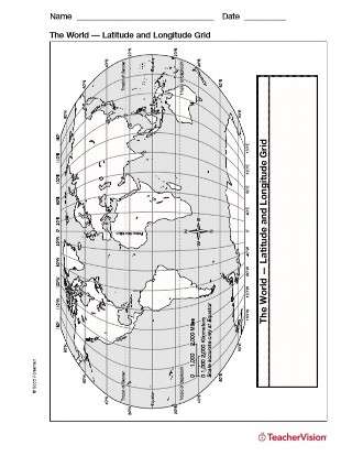 Latitude and Longitude Map - Geography Printable (3rd-8th Grade ...