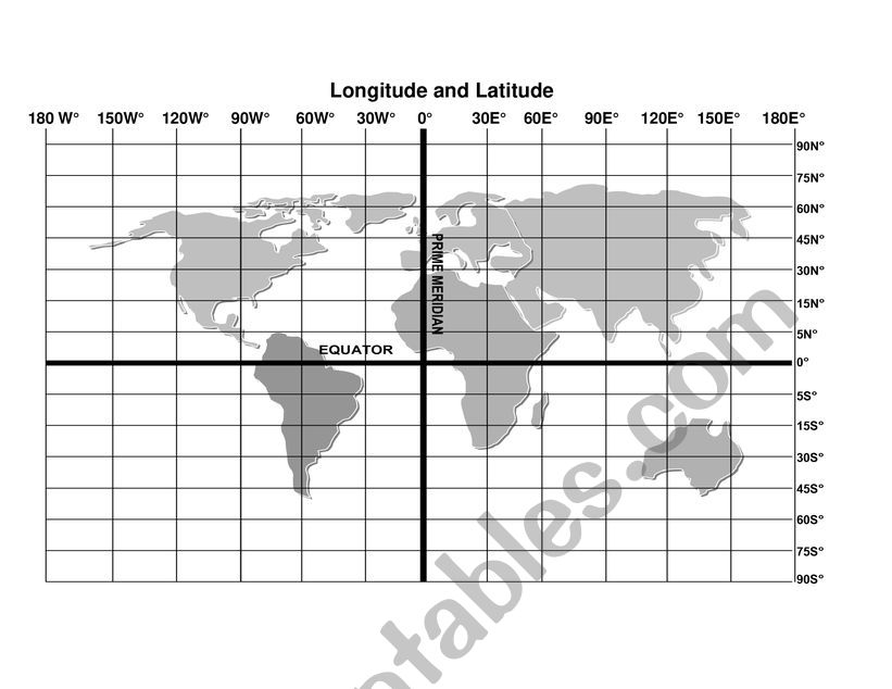 Latitude and Longitude - ESL worksheet by Guinney