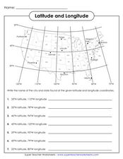 Latitude and Longitude Worksheet for 5th - 6th Grade | Lesson Planet