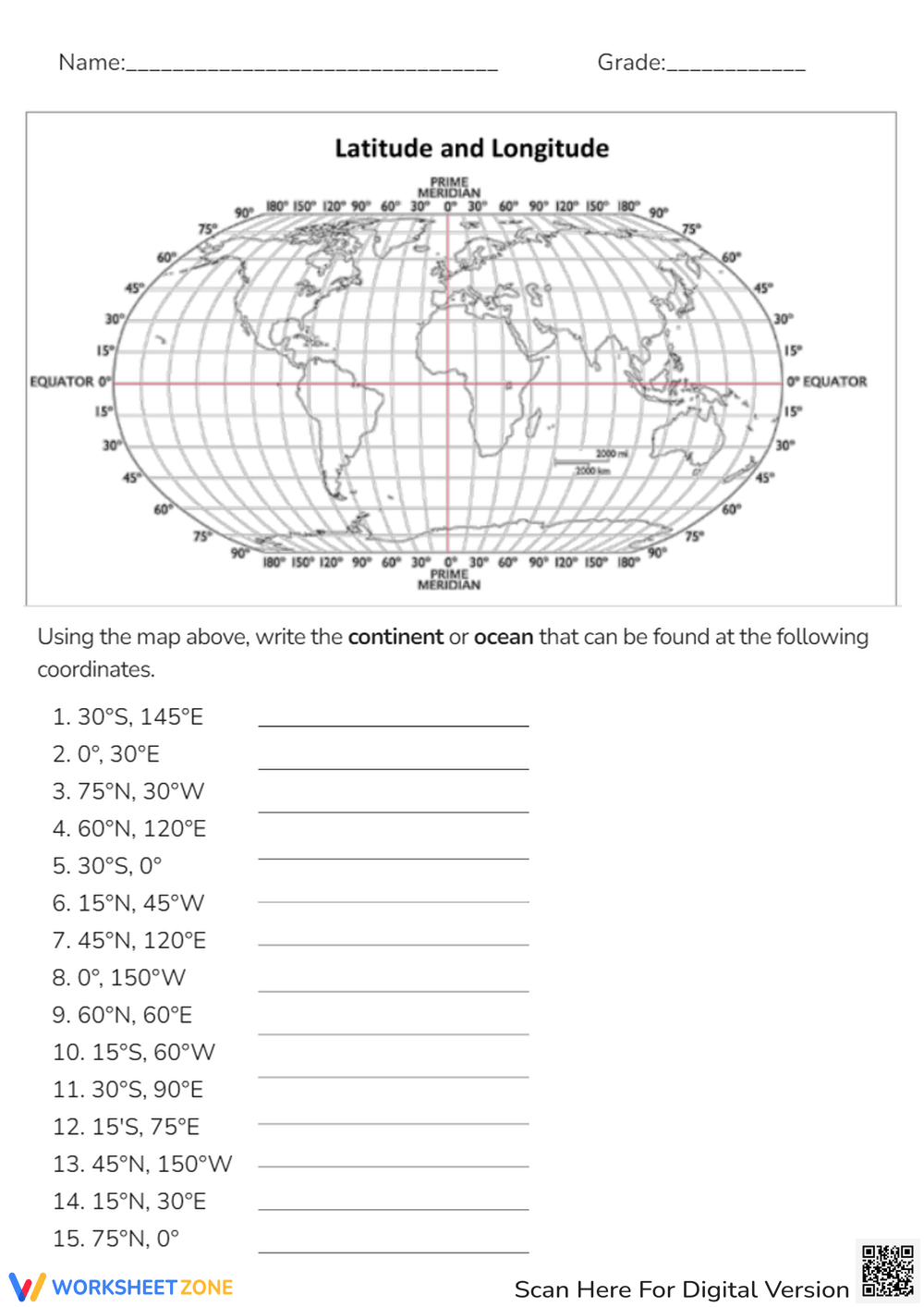 Free Collection Of Latitude and Longitude Worksheets