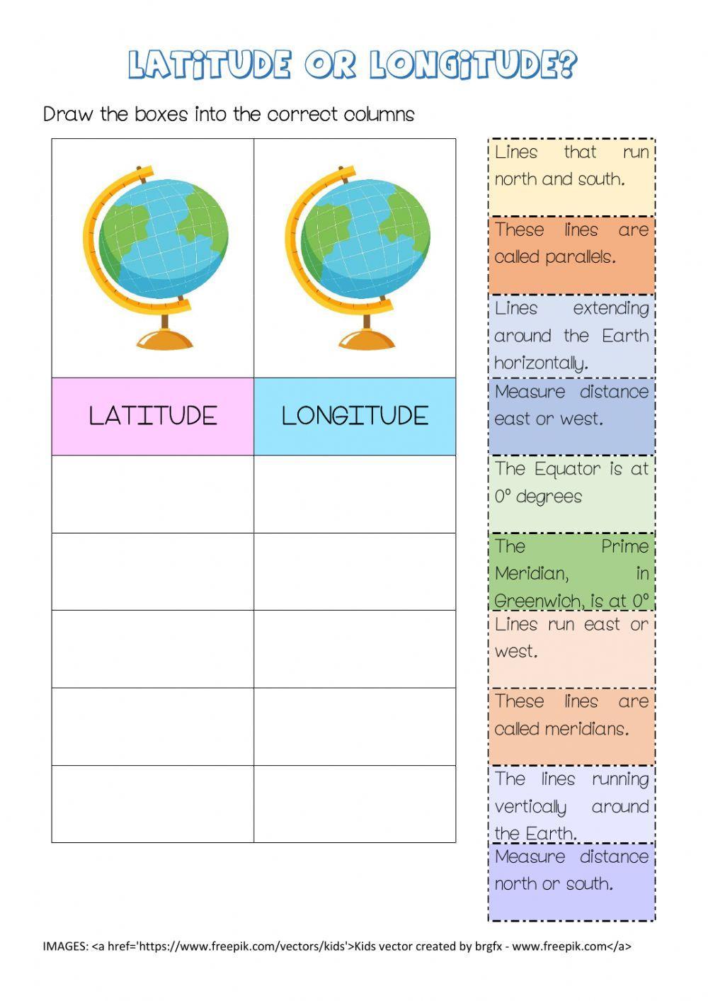 Latitude vs longitude worksheet  