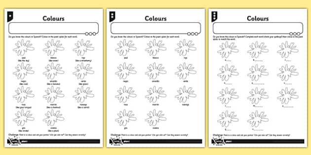 los colores worksheet spanish