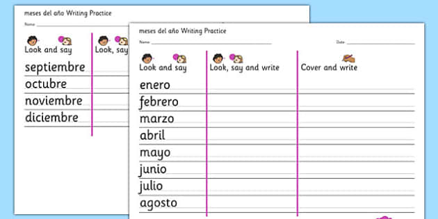 los meses del ano worksheet