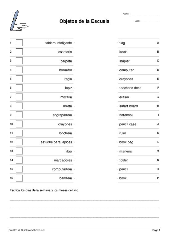 los meses del ano worksheet