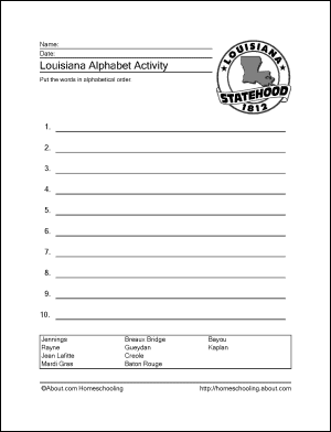 Louisiana Wordsearch, Crossword Puzzle, and More