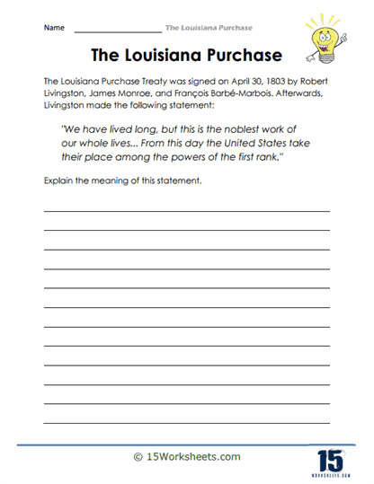 louisiana purchase worksheet