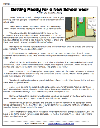 Math Story Worksheets