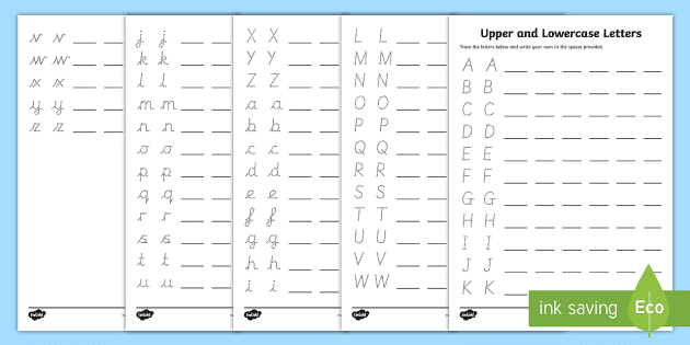 Tracing Uppercase and Lowercase Letters Worksheets - Twinkl