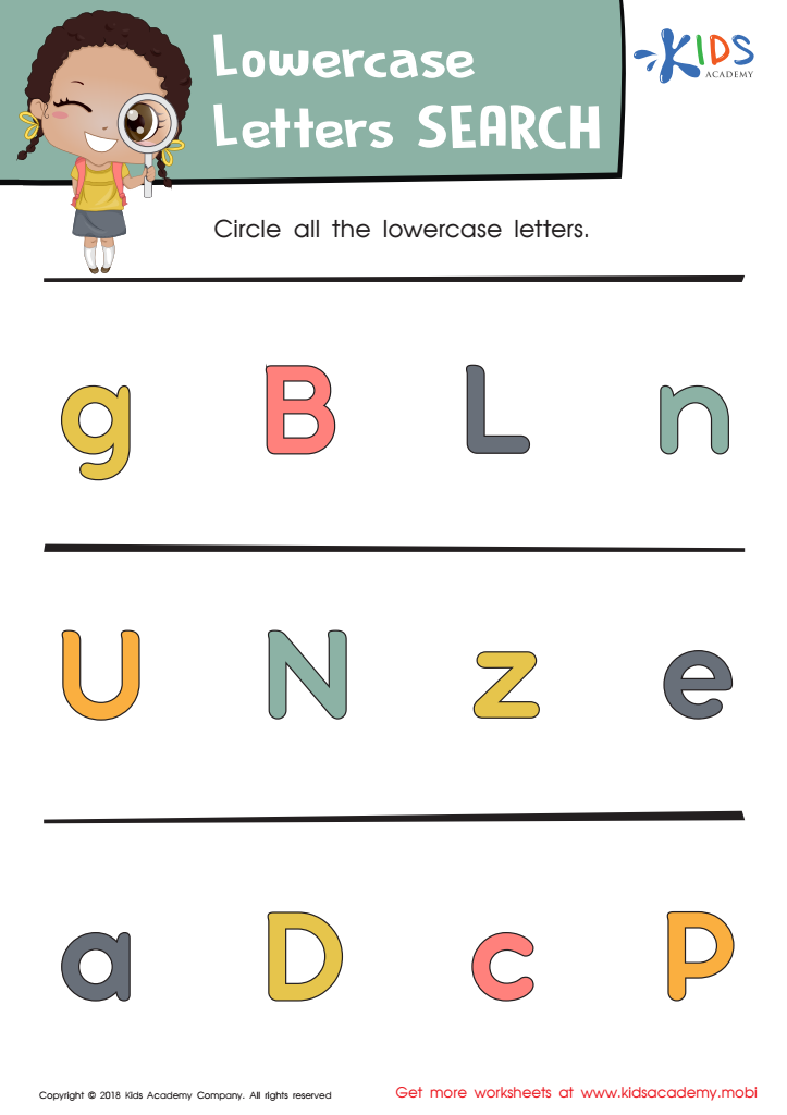 Lowercase Letters Search: Assessment Worksheet: Assessment 1, Free ...