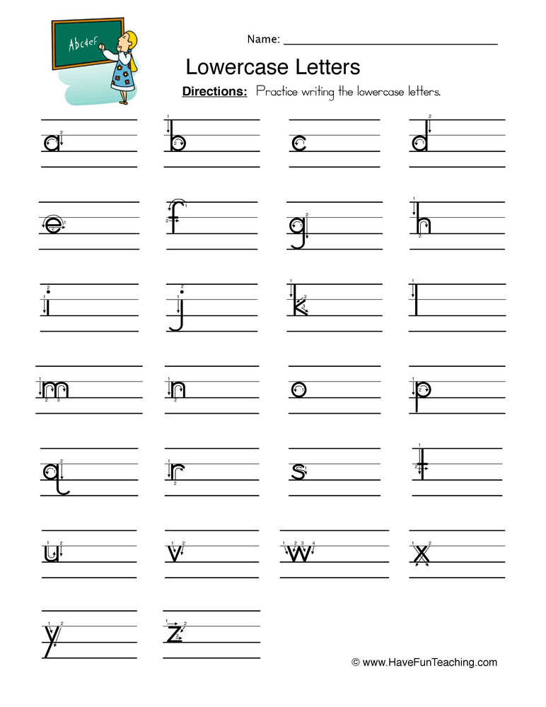 lower case letter worksheet