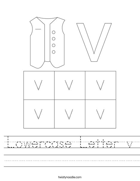 Lowercase Letter v Worksheet - Twisty Noodle