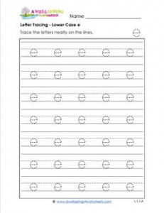 ABC Alphabet Letter Tracing. Lowercase letter e. Handwriting ...